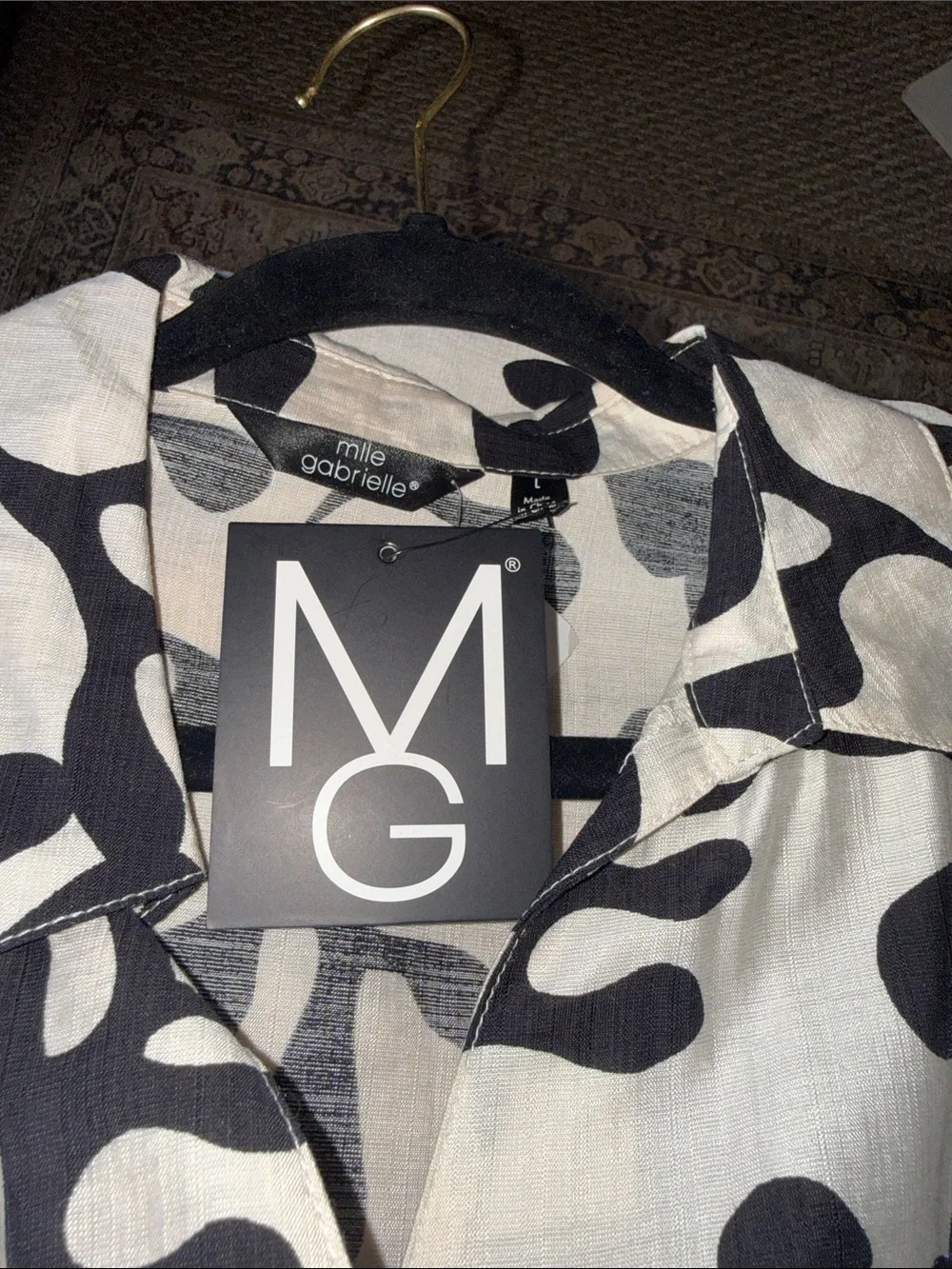 Mlle Gabrielle Black and White Abstract Midi Shirt Dress